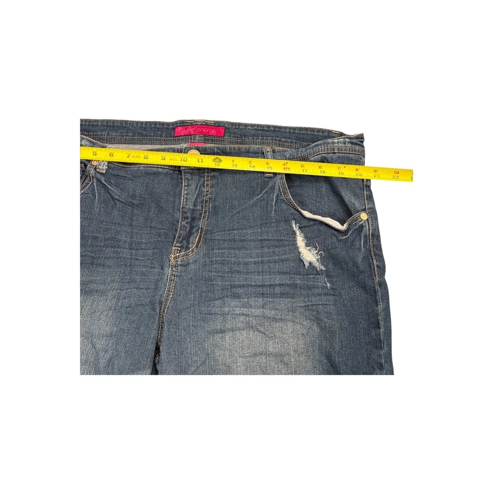 Pure Energy Womens Plus Size 22 Distressed Denim Bermuda Shorts Medium Wash Blue - Picture 4 of 7